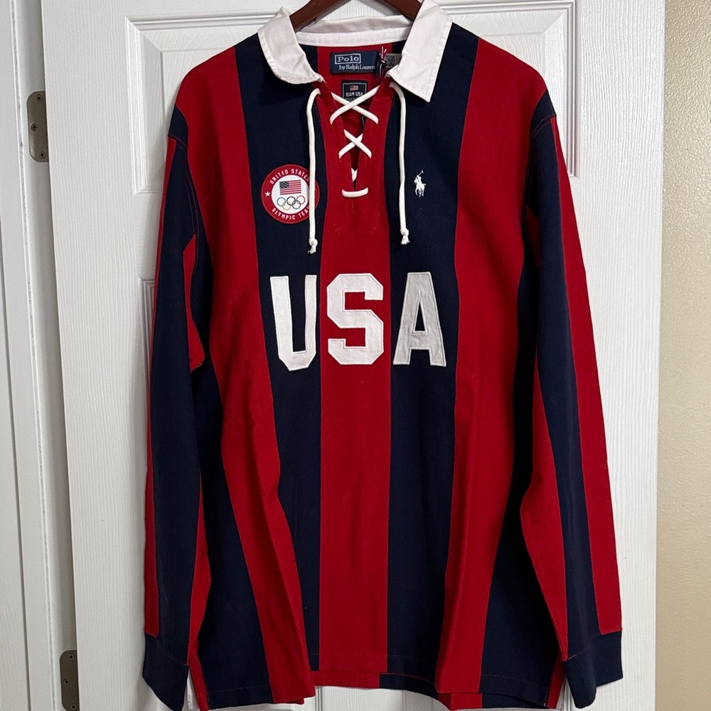 Polo by Ralph Lauren Red and Blue Men's Sweater